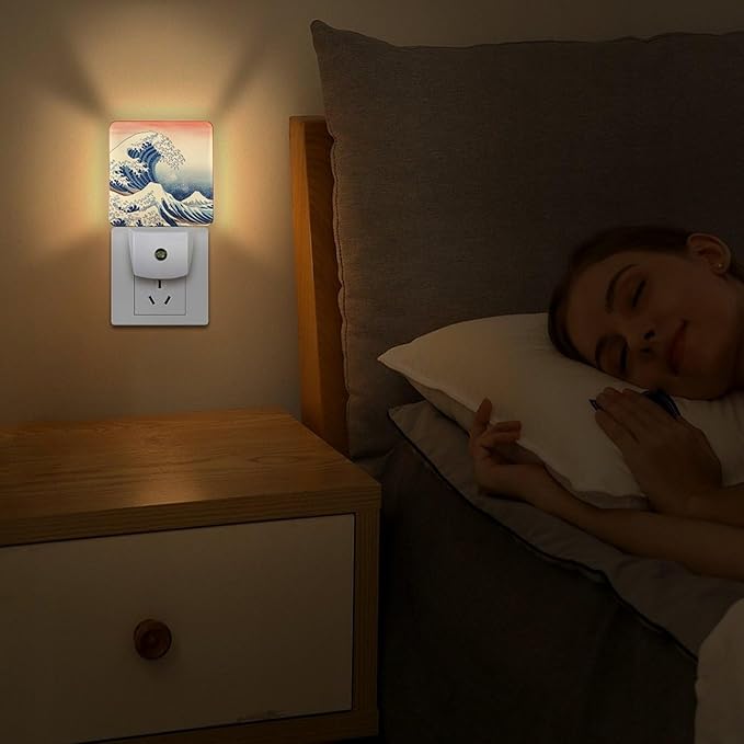 Ocean Waves Night Light, Plug into Wall Decor Nightlights for Bedroom, Bathroom, Hallway, Kitchen, with Dusk to Dawn Light Auto Sensors LED Night Lights for Boys Girls Women Men Room Gifts - Bloomnest