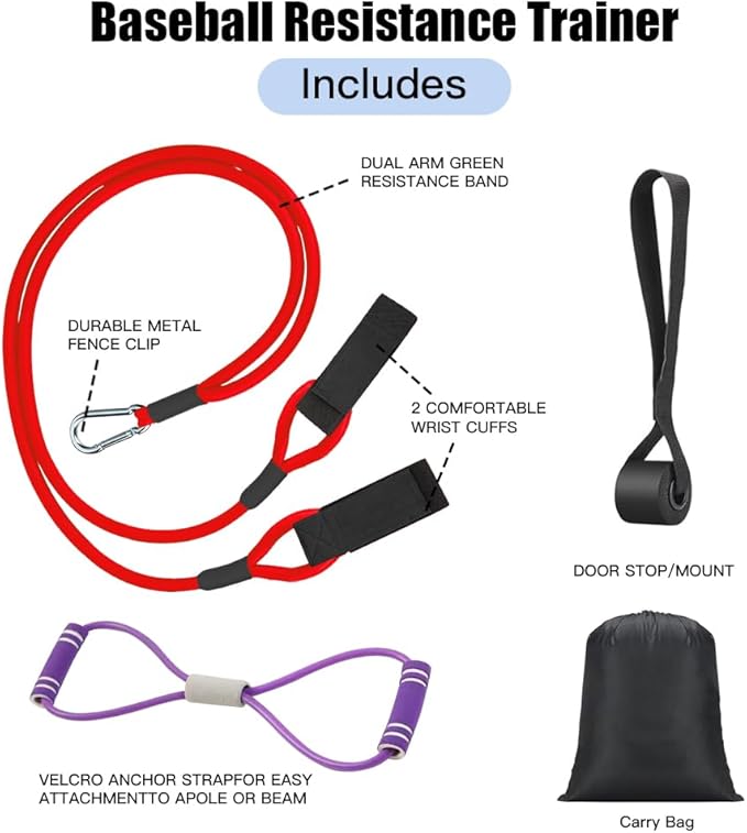 Baseball Softball Resistance Training Bands - Pitching Trainer and Arm Trainer for Pitching Arm Strength Throwing Warm up Stretching - Bloomnest