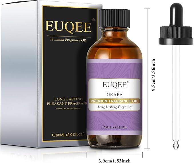 EUQEE Grape Fragrance Oil, Premium Essential Oil 2.02 Fl oz with Glass Dropper for Aromatherapy, DIY Bath Bombs, Candle Soap Making (60ml) - Bloomnest