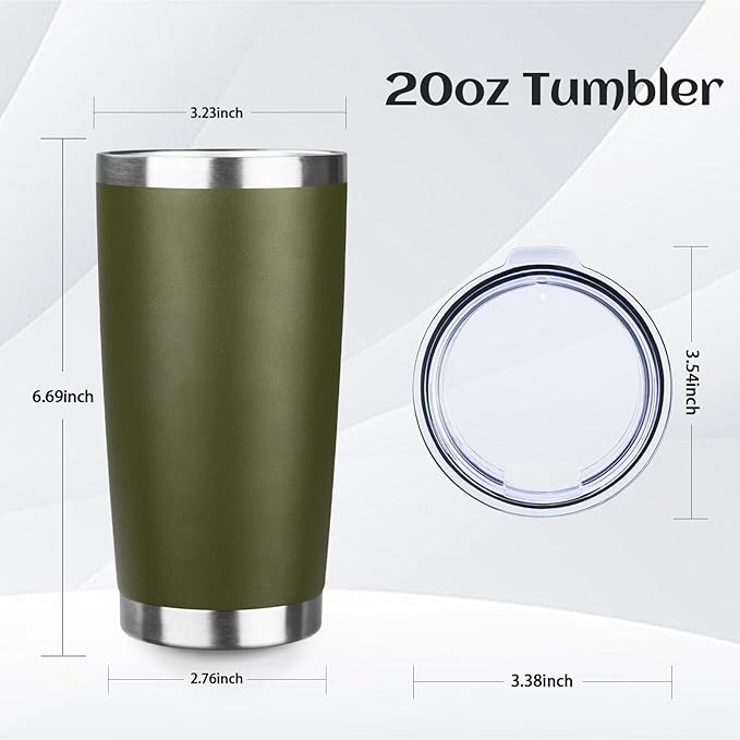 StarSpeed 20oz Tumbler Bulk with Lid, Stainless Steel Insulated Tumblers Double Wall Vacuum Insulated Travel Mug, Powder Coated Coffee Cups for Hot and Cold Drinks(Navy Green,1) - Bloomnest