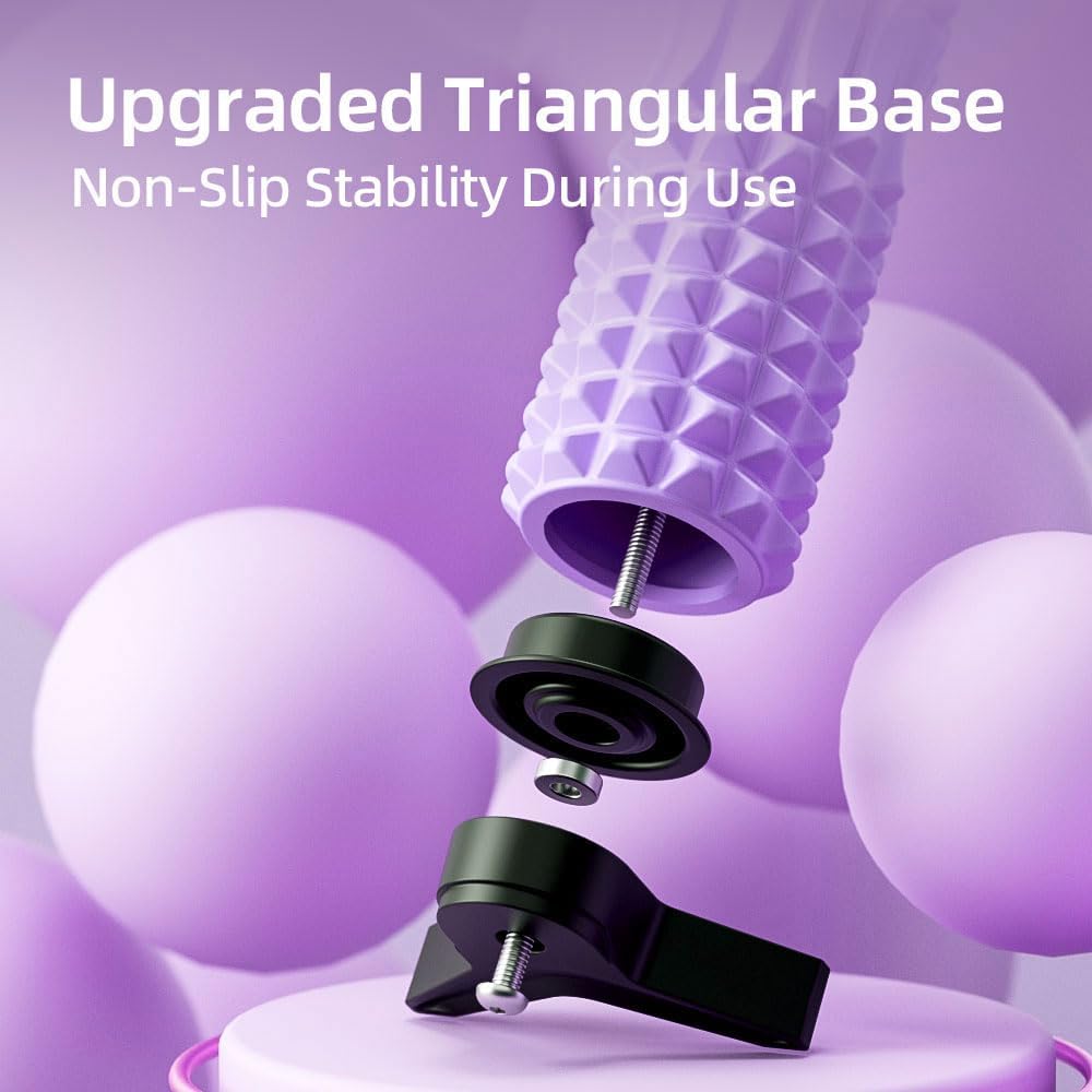 RUNWE Foam Roller with Stand - Bracket Foam Roller for Back Pain, 21 inch Trigger Point Deep Tissue Massage Roller, Medium Density Grid Bracket Foam Rollers, Leg Roller for Muscles Deep Tissue