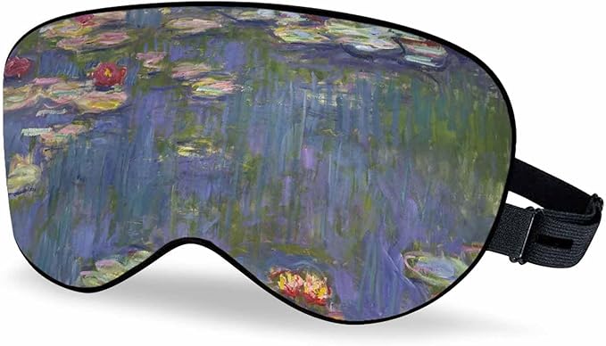 Lilies Sleep Eye Mask Monet Water Lilies Men Women Sleep Mask with Adjustable Strap Eye Cover Eye Shade for Travel, Nap,Meditation - Bloomnest