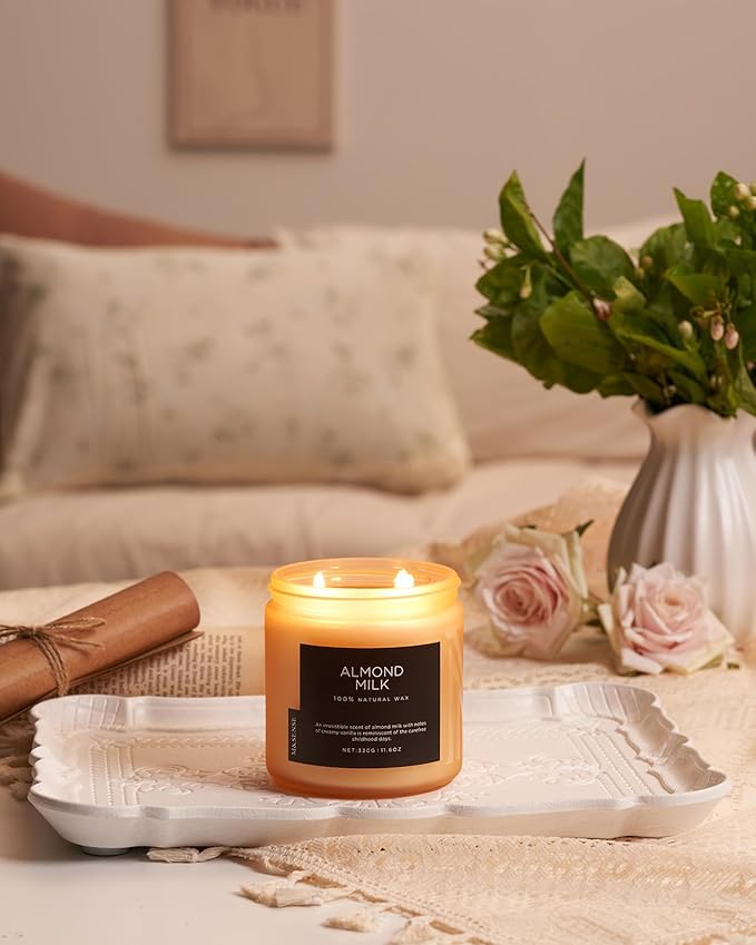 M&SENSE Creamy Vanilla Scented Candle, 11.6oz Clean Non Toxic Home Sweet Scent 70 Hours Burn Time Fragrance Candle for Women Teacher Friends, 2 Wick Natural Soy Wax for Home Decor - Bloomnest