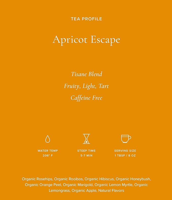 Art of Tea | Apricot Escape - Caffeine Free | 50 Eco Friendly Pyramid Tea Bag Sachets - Bloomnest