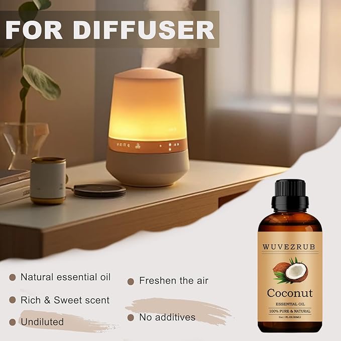 Coconut Essential Oils, 30ML Pure and Natural Essential Oil for Aromatherapy Diffuser - Coconut /1 Fl Oz - Bloomnest