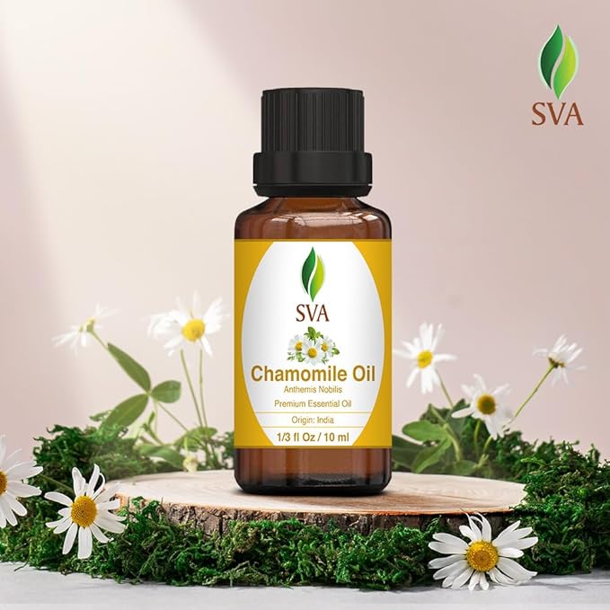 SVA Chamomile Essential Oil – 1/3 Fl Oz – 100% Natural Chamomile Oil - for Diffuser, Hair Care, Face, Skin Care, Aromatherapy, Scalp and Body Massage, Soap and Candle Making - Bloomnest