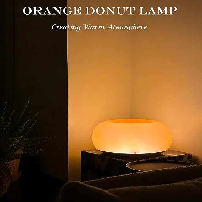 Creative Design Atmosphere Donut Lamp, Plug- in Bedsided Wall Sconce Or Ambient Lighting, Modern Orange Donut Light for Warm Decoration,Cute Table Light for Children's Room Or Living Room - Bloomnest