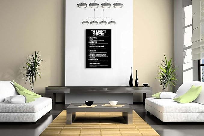 Motivational Canvas Wall Art Office Wall Decor The Elements Of Success Inspirational Entrepreneur Quotes Poster Print Artwork Painting Wall Picture for Living Room Home Office Framed[24''W x 36''H] - Bloomnest