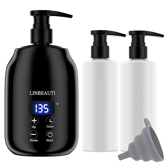 Massage Oil Warmer with Two Oil Bottle Dispenser, Lotion Bottle Warmer Dispenser Heater, Smart Touch Key Electric Warm Lotion Dispenser, Lube Gel Cream Warmer for Home Pro Salon Spa Massage (black) - Bloomnest