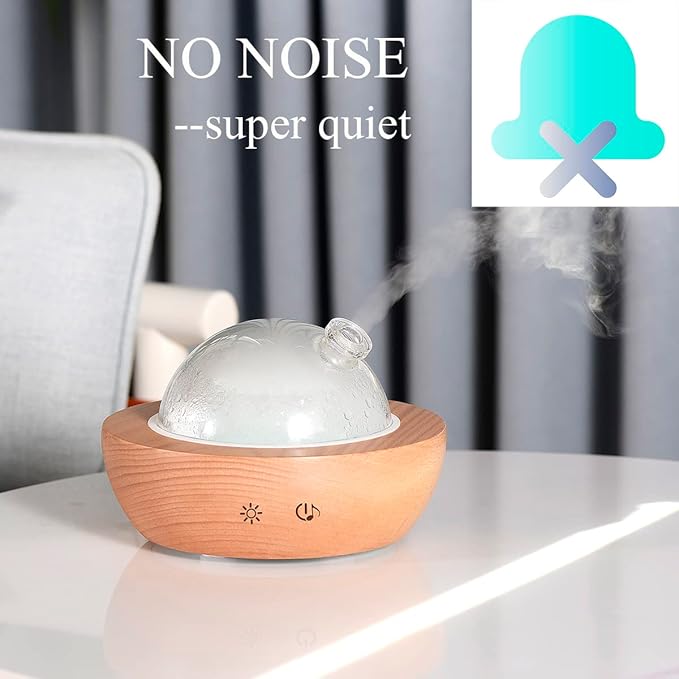 Glass Essential Oil Diffuser,Real Wood Base,Bluetooth Speaker,2025 Upgrade Aromatherapy Diffuser,Aroma Diffuse with Music Player,LED Light in 7 Colors，Home Office Bedroom（Non-Glass Reservoir） - Bloomnest