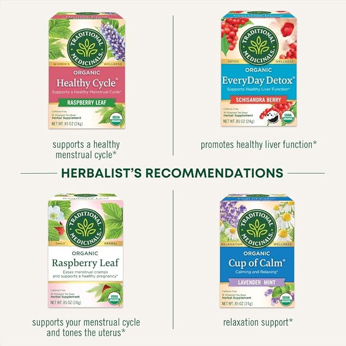 Traditional Medicinals Organic, Stress Ease Tension Relief, Lemon Verbena Mint Tea - Supports Stress Relief - Kosher, Non-GMO, Caffeine-Free, Compostable - 16 Count (Pack of 2) - Bloomnest