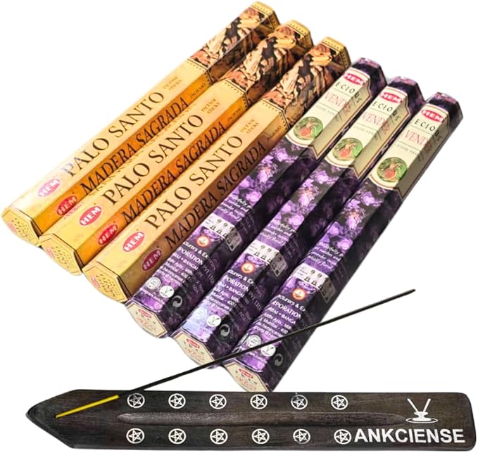 Sandalwood & Vanilla Incense from Hem Bundled with ANKCIENSE Incense Holder Bundle, Variety Pack of 120 Sticks (Lavender & P Santo) ANKCIENSE