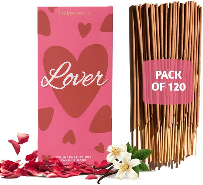 Folkulture Incense Sticks (120 Sticks)| Vanilla & Rose Premium Insence-Sticks for Aromatherapy, for Women, Her |No Charcoal,Non Toxic, 45 Mins, Long Burning Inscents-Sticks FOLKULTURE