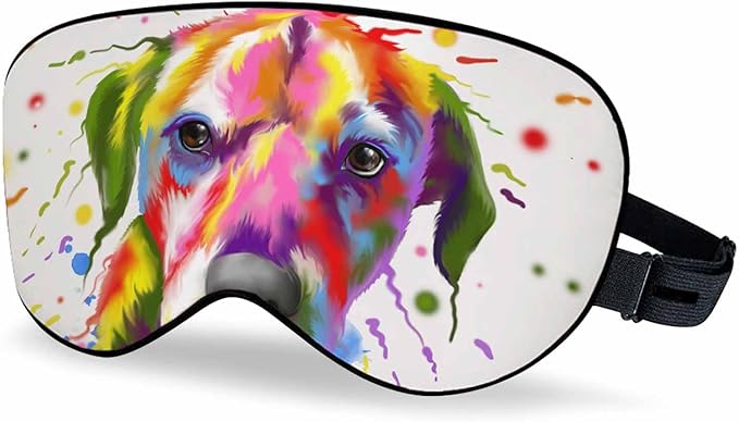 Dog Sleep Eye Mask Watercolor Animals Men Women Sleep Mask with Adjustable Strap Eye Cover Eye Shade for Travel, Nap,Meditation - Bloomnest