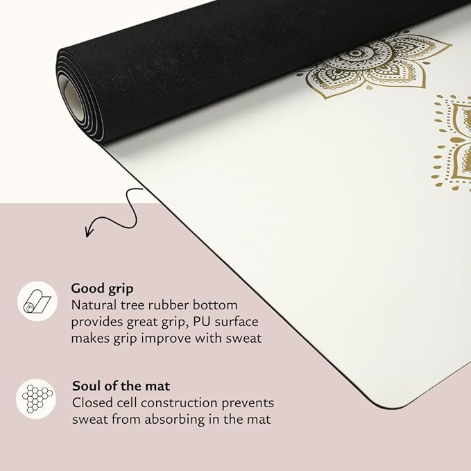 Shakti Warrior Shanti PU Yoga mat - Artist Designed, Premium eco friendly mats, Non Slip, Non Toxic, Great for Regular & Hot Yoga, Pilates and Work out (72 inch x 28 inch x 5mm Thick)k out (72 inch x 28 inch x 5mm Thick)