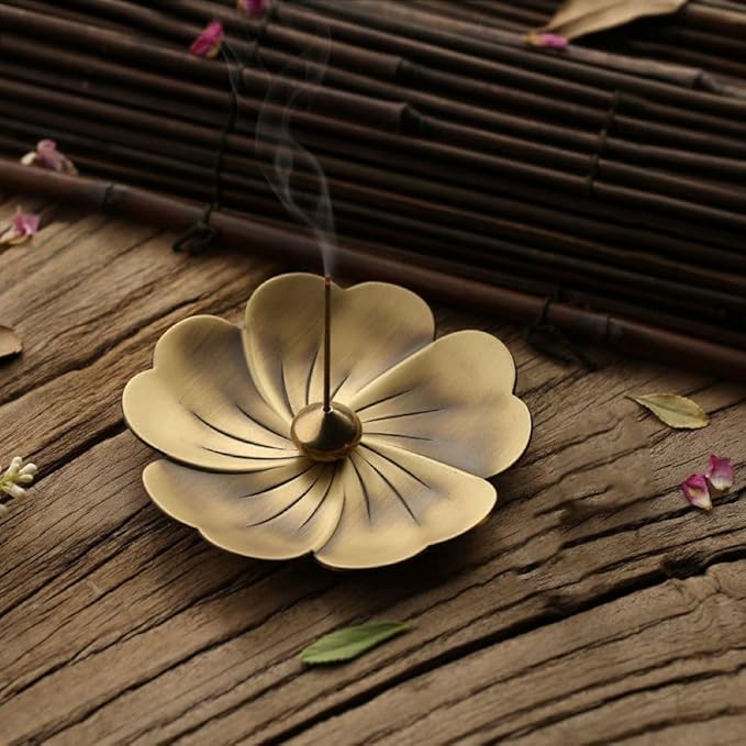 4PCS Lotus Brass Stick Incense Burner Holder,Sandalwood Burner, Stick Censer Household Yoga Studios Buddhism Nasturtium Incense Line Holder - Bloomnest