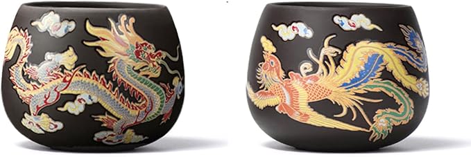 Hand-made Dragon and Phoenix Color-changing Purple Clay Teapot Zisha Tea Pot Kung Fu Tea Set Tea Lover‘s Gift (2Cups) - Bloomnest