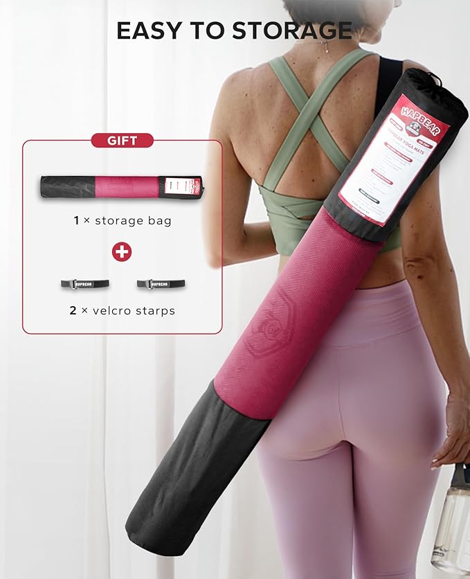 HAPBEAR Extra Large Yoga Mat - 72"x48"/78"x54", 1/4" & 1/3" Thick, Non-Slip, Durable, Eco-Friendly, Wide Exercise Mat for Home Workouts, Yoga, Pilates, Stretching, Meditation (Barefoot Exercise) - Bloomnest