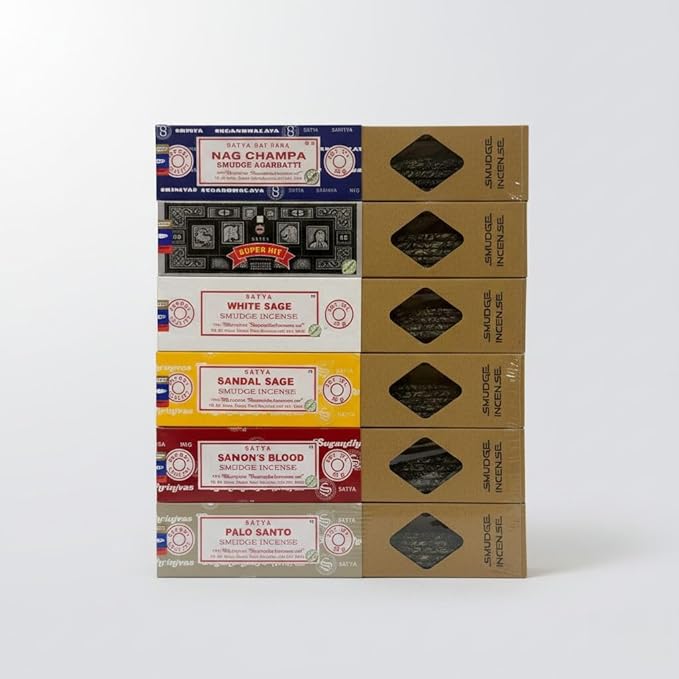 Satya Smudge Incense Stick – Hand-Rolled Indian Masala Incense for Meditation,Nag Champa, Superhit, Sandalwood, Dragon Blood, White Sage, Palo Santo (Smudge Mix) Satya