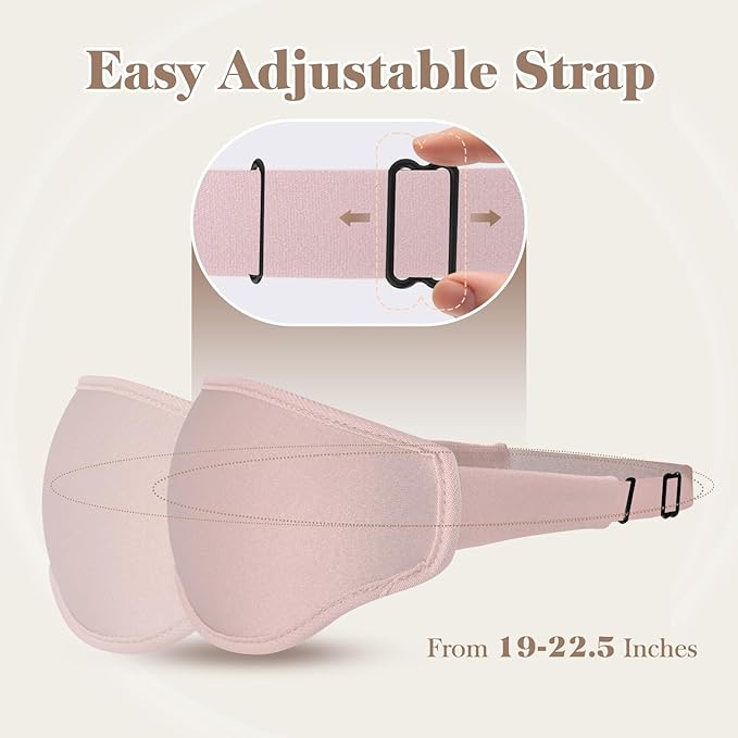 3D Cooling Eye Mask Sleep Mask for Men & Women, 100% Pressure-Free & Light Block-Out Eye Mask for Sleep with Easy Adjustable Strap, Night Eye Cover for Travel, Pink - Bloomnest