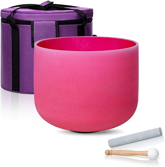 8 Inch Red C Note 432hz Root Chakra Crystal Singing Bowl Healing with Carrying Case and Rubber Mallet Suede Strikers Oring - Bloomnest