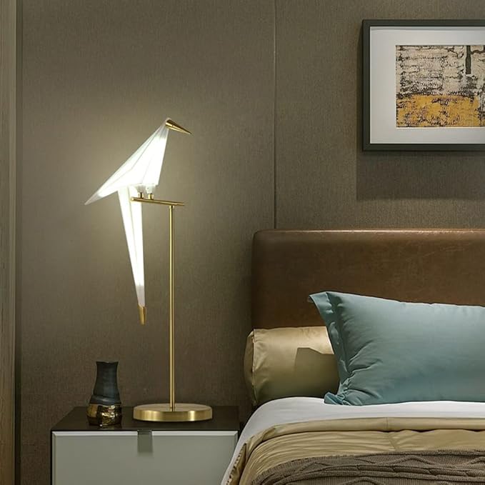 MORE CHANGE 28.5 inch LED Table Lamp, Modern Bird Table Light Gold Metal Fixtures for Living Room Bedroom Office (Table lamp) - Bloomnest