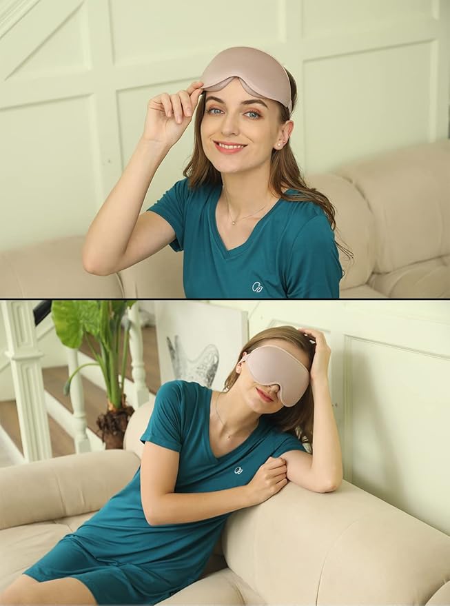 Sleep Mask, 3D Deep Contoured Eye Covers for Sleeping, 99% Block Out Light Eye Mask,Zero Pressure Cup Blindfold for Men Women, with Adjustable Strap for Sleeping, Yoga, Traveling (Pink) - Bloomnest