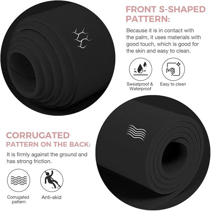 Yoga Mat Non Slip TPE Extra Wide Yoga Mat with Alignment Mark, 72"L x 32"W x 0.32"/0.24"Th (183cm x 80cm x 8mm/6mm), Anti-Tear Exercise Mat with Carrying Strap and Bag, Workout Mats for Yoga, Pilates