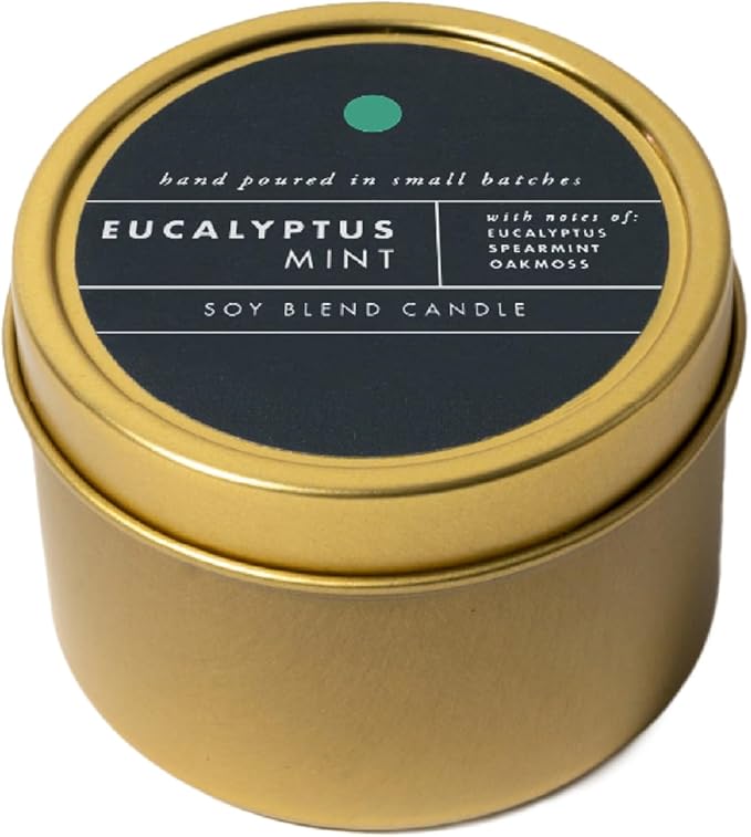ScentAir Tin Candle - 3 oz. Soy Wax Blend Candle Hand Poured in Small Batches, Up to 20-Hour Burn Time, Made in The USA, Eucalyptus Mint - Bloomnest
