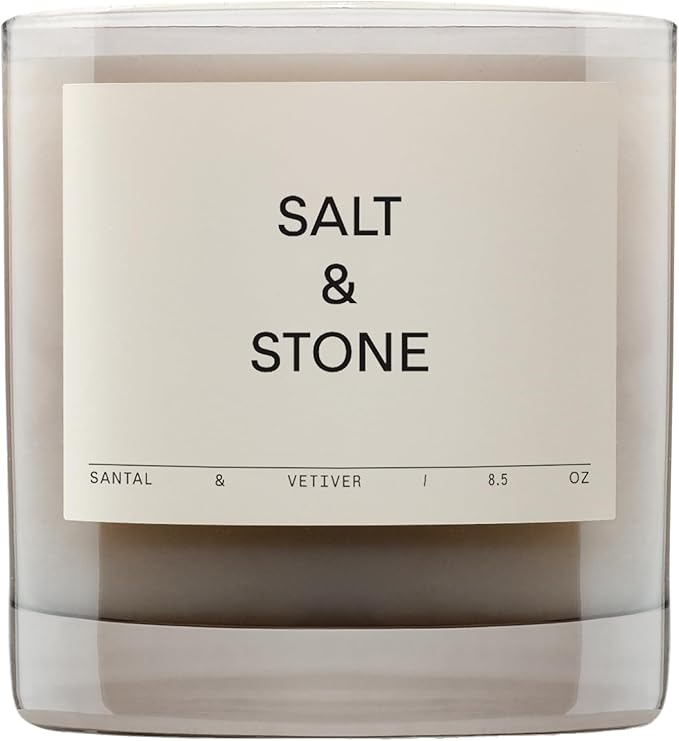 SALT & STONE Scented Candle for Women & Men | Hand-Poured, Aromatic & Fragrant | Coconut & Soy Blend Wax | 100% Cotton Wick | Long-Lasting 50 Hour Burn Time (8.5 oz) (Santal & Vetiver) - Bloomnest