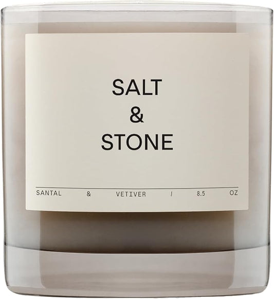 SALT & STONE Scented Candle for Women & Men | Hand-Poured, Aromatic & Fragrant | Coconut & Soy Blend Wax | 100% Cotton Wick | Long-Lasting 50 Hour Burn Time (8.5 oz) (Santal & Vetiver) - Bloomnest