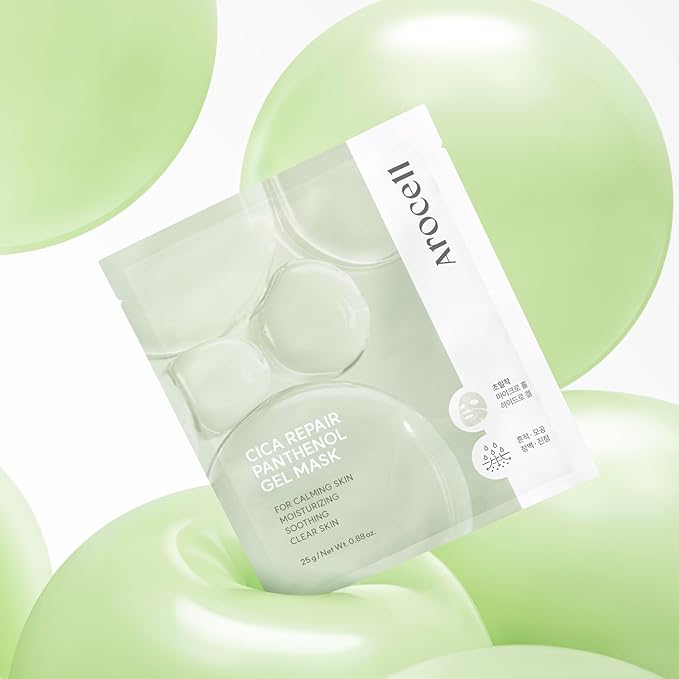 AROCELL Cica Hydrogel Mask 7 Facial Sheet with Panthenol & Centella Asiatica, Transparent Cooling Hydrogel Face Mask for Soothing Calming Hydrating Moisturizing Sensitive Skin Korean Skincare, 25gx7ea - Bloomnest