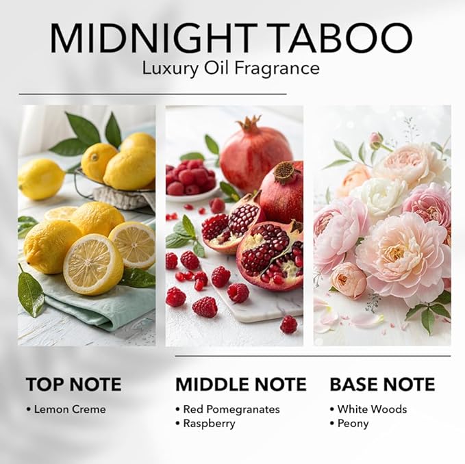 Midnight Taboo Diffuser Oil, Inspired by Luxury Hotels, 16.9 FL Oz, 500 mL, Hotel Scent for Home, Office, Bathroom, Aromatherapy Essential Oil, Lemon & Pomegranate Scents. - Bloomnest