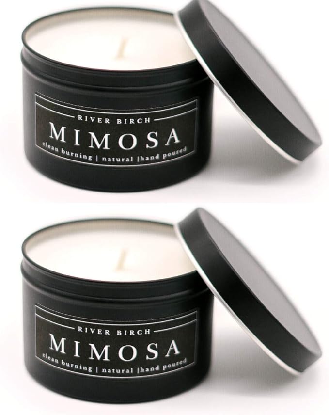 River Birch Premium, All-Natural, Non-Toxic Soy Candles | Mimosa Scented Tin Travel Candle | Cozy Relaxing Gifts for Home - Bloomnest