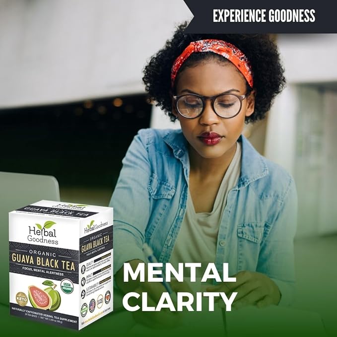 Guava Leaf Black Tea - Guava Leaves Herbal Tea Bags For Health, Immune Boost & Sleep |Hojas De Guayaba| Oral Health, Skin Health And Immune Support -24 Bags - Herbal Goodness. - Bloomnest