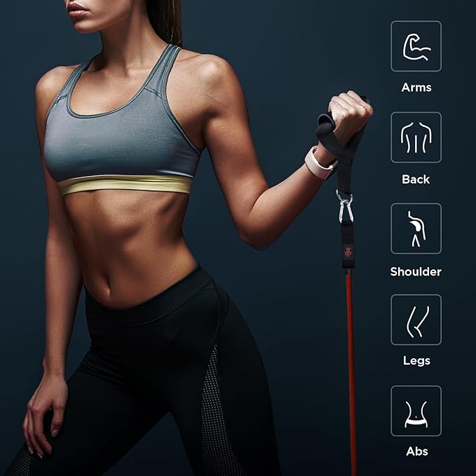 Resistance Bands, Simmgud Exercise Bands Set with Handles, Work Out Bands with Door Anchor, Ankle Straps for Strength Training, Physical Therapy, Home Gym for Men and Women, Yoga, Pilates 150 LBS - Bloomnest