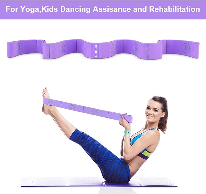 Stretch Strap, Elastic Yoga Stretching Strap, Multi-Loop for Physical Therapy, Pilates, Yoga, Dance & Gymnastics Exercise and Flexible Pilates Stretch Band - Bloomnest