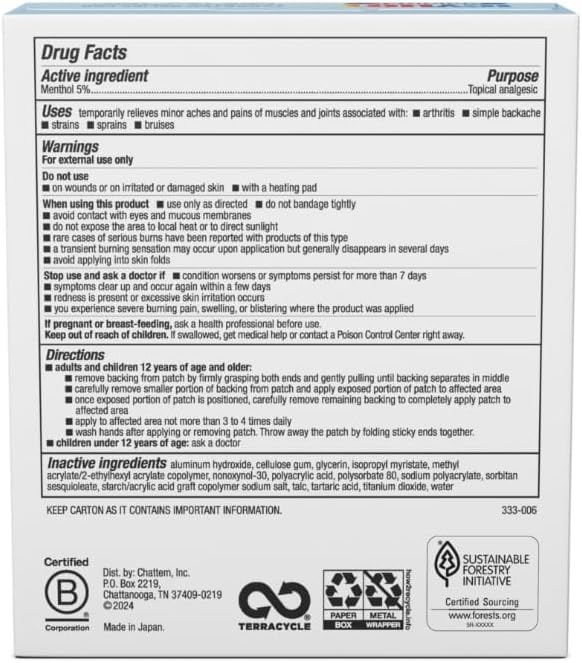 Icy Hot Original Pain Relief Patch Variety Pack with 5% Cooling Menthol for Fast-Acting Muscle and Joint Pain Relief, 5 Medium and 5 Large Comfortable Fabric Patches, 10 Ct., 2 pk - Bloomnest