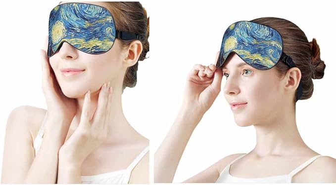 Starry Night Sleep Eye Mask Creative Van Gogh Classic Vivid Star Cloud Universe Men Women Sleep Mask with Adjustable Strap Eye Cover Eye Shade for Travel, Nap,Meditation - Bloomnest