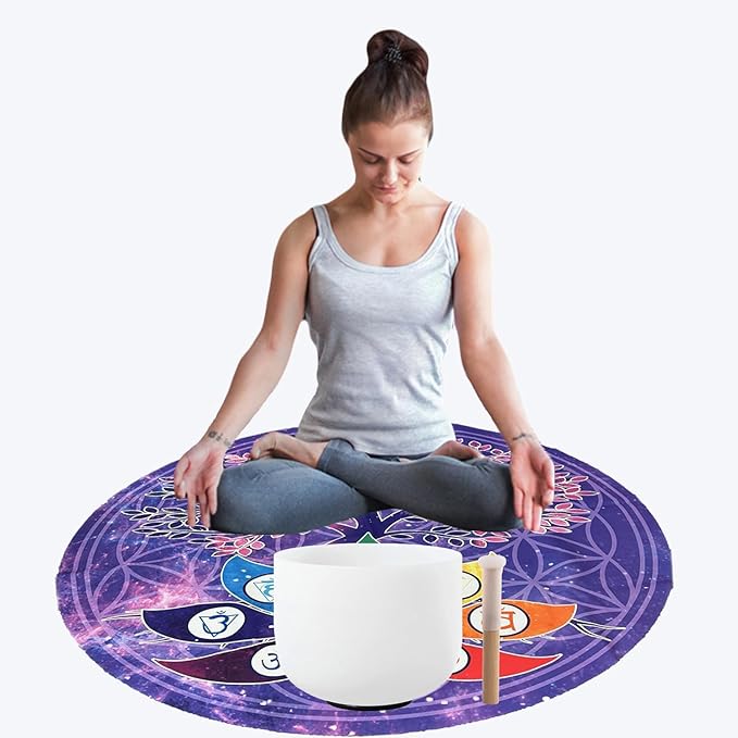 FMTY Perfect Pitch Crystal Singing Bowl 14 inch Washable Healing Bowl Cushion 52"Meditation Sound Bowl with Singing Bowls Mat for Relaxation, Yoga, Chakra Healing, Stress Relief (C Note, 14 inch) - Bloomnest