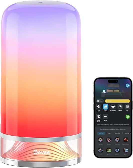 Govee RGBIC Smart Table Lamp 2, Touch Bedside Small Table Lamp Work with Matter, Alexa, LED Desk Lamp with 64 Scene Modes, Color Changing Lamp for Bedroom Living Room Dimmable Night Light(Corded) - Bloomnest