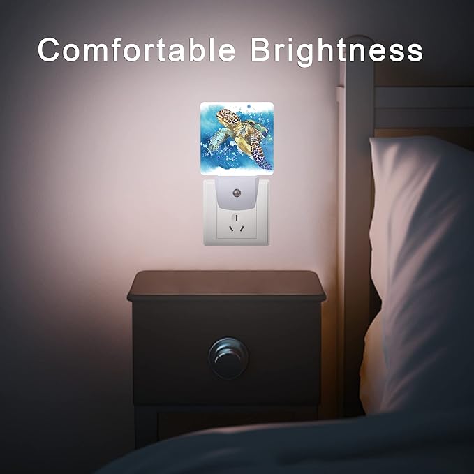 Turtle Night Light,Watercolor Sea Turtle Night Lights 0.5W Sleep Friendly for Boys Girls Led Night Light Dusk to Dawn Sensor Nightlight for Stairway/Hallway/Kitchen - Bloomnest
