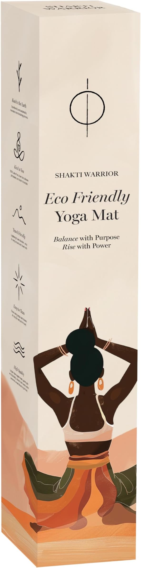 Shakti Warrior Cork Yoga Mat - Artist Designed, Premium Printed Eco-Friendly Non-Slip mat, Great for Regular & Hot Yoga, Pilates, Workouts 72 inch x 24 inch x 3mm Thick - Bloomnest