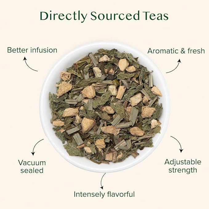 VAHDAM, Ginger Mint Green Tea Loose Leaf (50+ Cups, 3.5oz) Blend Of Ginger Tea & Mint Tea | Pure Green Tea Leaves | High Elevation Grown | Vacuum Sealed - Bloomnest