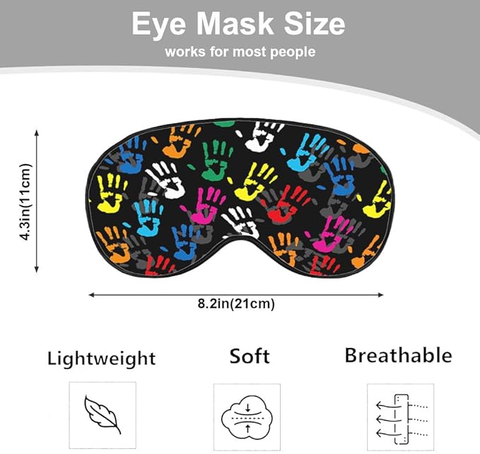 Colorful Hands Eye Mask Sleeping Mask Funny Palm Halloween Sleep Masks Silky Soft Eye Cover for Women Men Shading Blindfold for Air Travel Sleeping - Bloomnest
