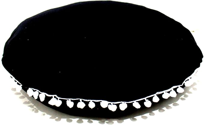 CRAFT KALA Meditation Floor Pillow Cover, Round Large Pillows Cover Seating for Adults, Bohemian Mandala Circle Cushions Cover for Outdoor Fireplace Yoga Living Room (Black, 22" Round) - Bloomnest
