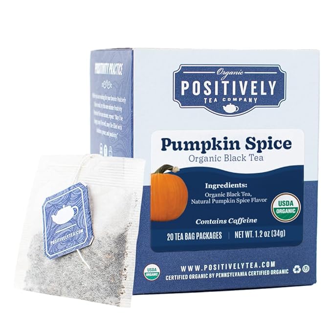 Organic Positively Tea Company, Pumpkin Spice Black Tea Bags, 20 Count - Bloomnest