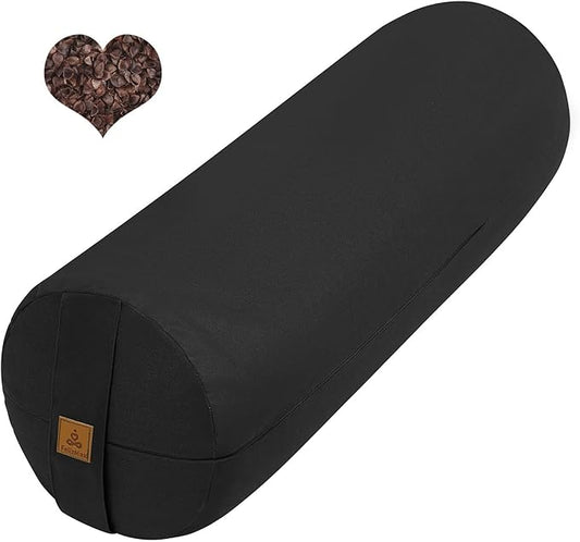 Organic Buckwheat Bolster(24X9 in) Yoga Bolster Supportive Yoga Cushion for Restorative Yoga Accessories Meditation Pillow Reading Pillow Floor Pillow Large Round Cylinder - Bloomnest