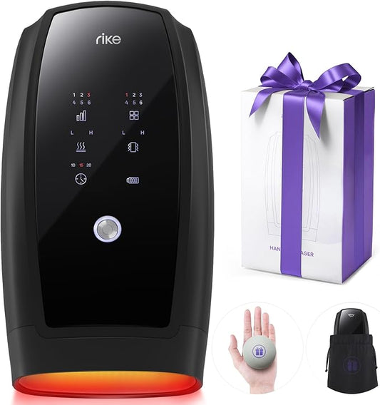 RIKE Hand Massager, 6 Modes 6 Intensities Hand Massager with Heat and Compression Arthritis and Carpal Tunnel, Birthday Gifts for Women Men (Black) - Bloomnest