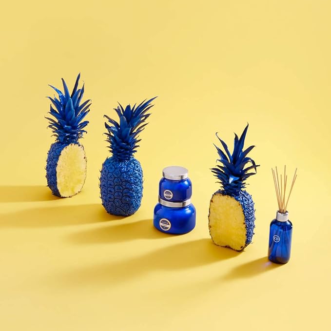 Capri Blue Pineapple Flower Reed Diffuser Set - Includes Reed Diffuser Sticks, Fragrance Oil, and Glass Bottle - Luxury Scented Room Fresheners - Cobalt Blue (8 fl oz) - Bloomnest